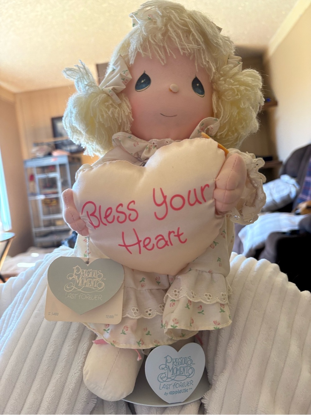 Precious Moments Pink & Cream 'Bless Your Heart' Plush Figurine